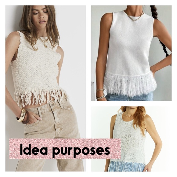 HOLIDAY ready NWT Melanie Lyne fringe sequin lined white sleeveless top size 8 - Picture 3 of 14